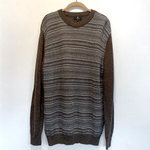 Tumi 100% Alpaca Wool Peruvian Sweater Men’s XL Brown & Blue Stripe